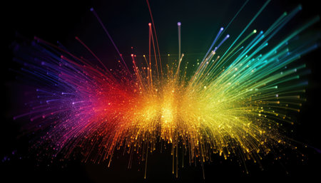 Explosion of multicolored water droplets spreading everywhere. Abstract background. Generative AIの素材