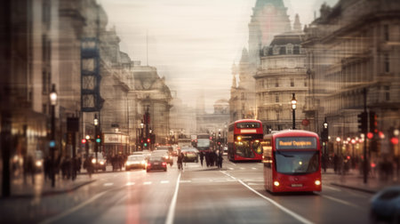 London cityscape on a rainy day. Generative AIの素材