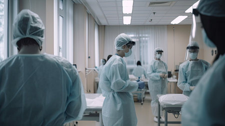 Doctors, nurses and medical staff in a hospital. Generative AIの素材