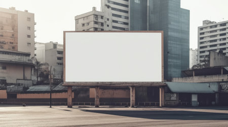 Blank empty billboard in an urban environment. Generative AIの素材
