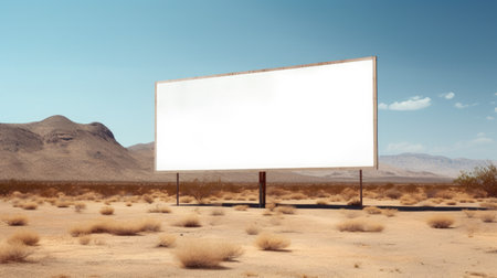 Empty blank billboard on a lonely, abandoned road, isolated in the wilderness. Generative AIの素材