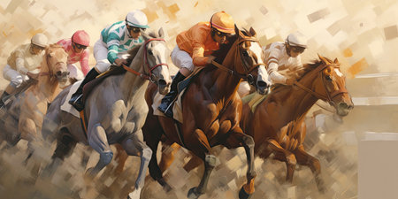 Horse racing illustration. Generative AIの素材