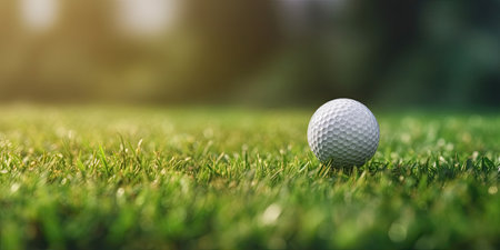 Golf ball on grass. Generative AIの素材