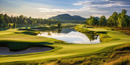 Golf course scenery. Generative AIの素材