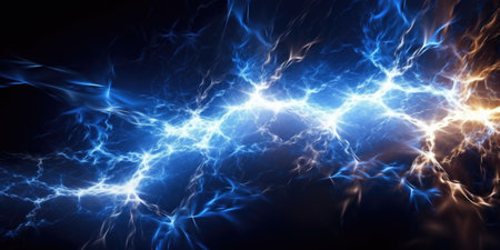 Blue electric lightning background. Generative AIの素材