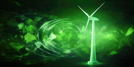 Wind turbine field view. Generative AIの素材