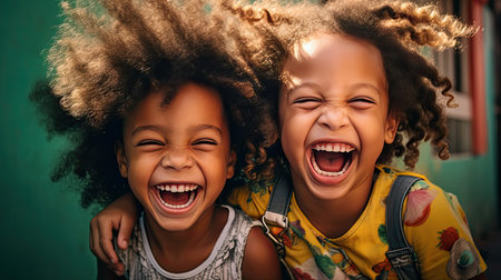 Couple of lovely kids posingの素材