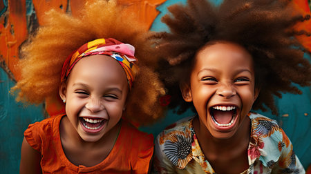 Couple of lovely kids posingの素材