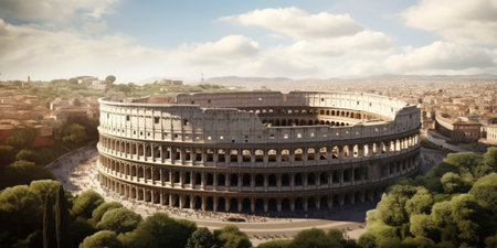 View of the Colosseum in Romeの素材