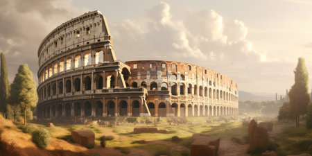 View of the Colosseum in Romeの素材