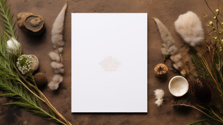 White card with a boho composition backgroundの素材