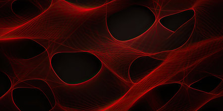 Abstract red net grid texture on black backgroundの素材