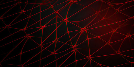 Abstract red net grid texture on black backgroundの素材