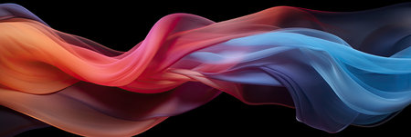 multicolored semitransparent chiffon fabric on black backgroundの素材