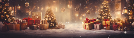 Panoramic christmas concept backgroundの素材