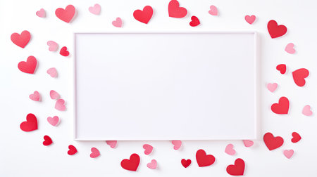 Empty valentine's day greeting card with copyspace on white backgroundの素材