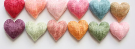 Knitted hearts in pastel colors --ar 22:8 --v 5.2 Job ID: ab3c143d-616c-4f93-8c8c-e22b012e59e7の素材