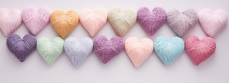 Knitted hearts in pastel colorsの素材