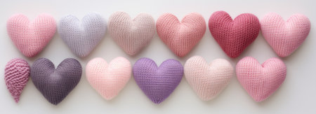Knitted hearts in pastel colorsの素材