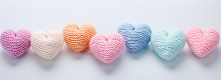 Knitted hearts in pastel colors --ar 22:8 --v 5.2 Job ID: ab3c143d-616c-4f93-8c8c-e22b012e59e7の素材