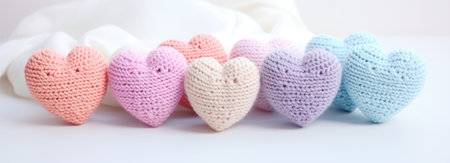 Knitted hearts in pastel colorsの素材