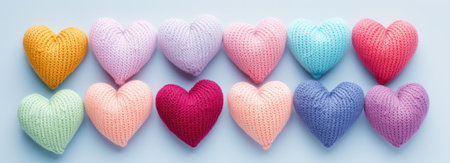 Knitted hearts in pastel colors --ar 22:8 --v 5.2 Job ID: ab3c143d-616c-4f93-8c8c-e22b012e59e7の素材