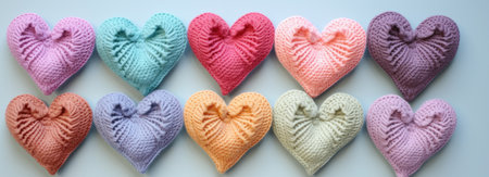 Knitted hearts in pastel colorsの素材