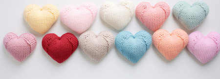 Knitted hearts in pastel colorsの素材