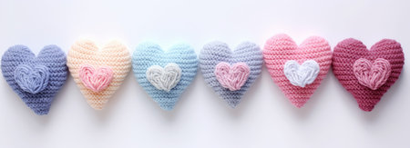 Knitted hearts in pastel colorsの素材