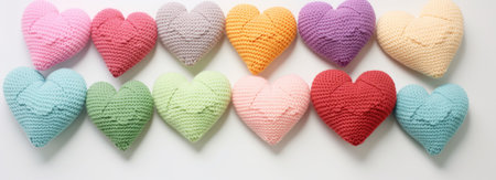 Knitted hearts in pastel colorsの素材