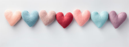 Knitted hearts in pastel colorsの素材