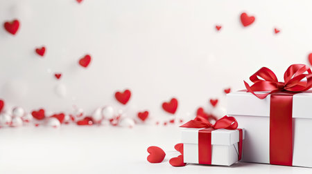 Valentine's day gift on white backgroundの素材