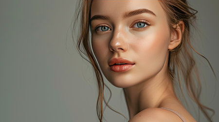 Beautiful young woman portrait. Skin care conceptの素材