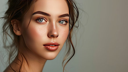 Beautiful young woman portrait. Skin care conceptの素材
