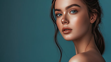 Beautiful young woman portrait. Skin care conceptの素材