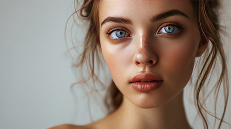 Beautiful young woman portrait. Skin care conceptの素材