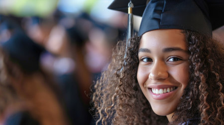 Portrait of a happy and smiling young woman on her graduation dayの素材