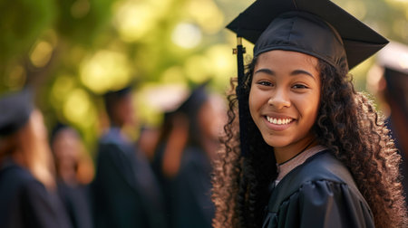 Portrait of a happy and smiling young woman on her graduation dayの素材