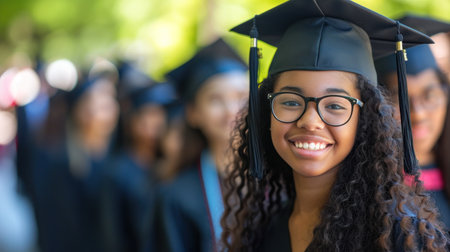 Portrait of a happy and smiling young woman on her graduation dayの素材