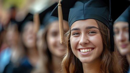 Portrait of a happy and smiling young woman on her graduation dayの素材