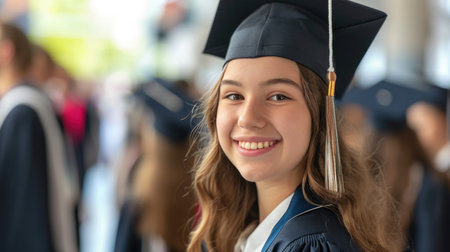 Portrait of a happy and smiling young woman on her graduation dayの素材