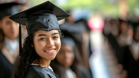 Portrait of a happy and smiling young woman on her graduation dayの素材