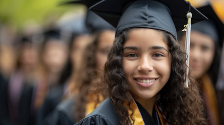 Portrait of a happy and smiling young woman on her graduation dayの素材