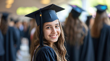 Portrait of a happy and smiling young woman on her graduation dayの素材