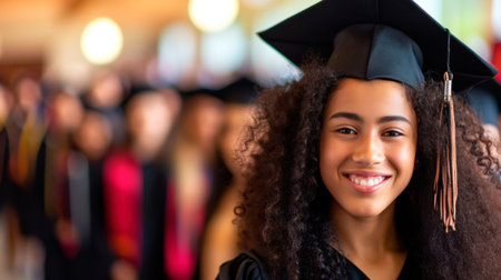 Portrait of a happy and smiling young woman on her graduation dayの素材