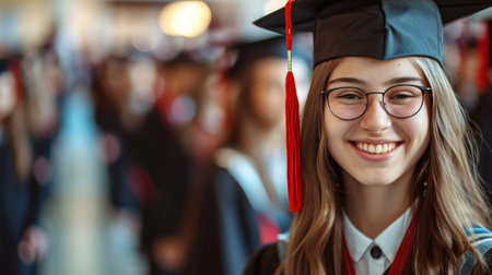 Portrait of a happy and smiling young woman on her graduation dayの素材