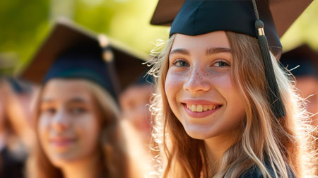 Portrait of a happy and smiling young woman on her graduation dayの素材