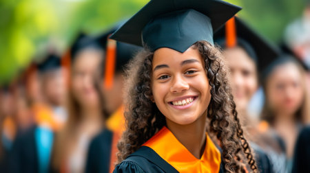 Portrait of a happy and smiling young woman on her graduation dayの素材