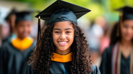 Portrait of a happy and smiling young woman on her graduation dayの素材
