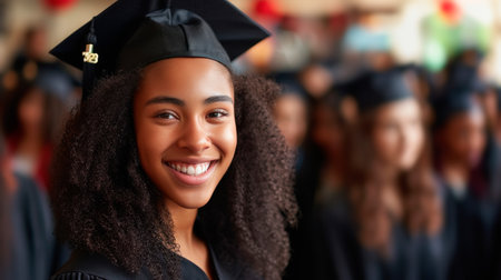 Portrait of a happy and smiling young woman on her graduation dayの素材
